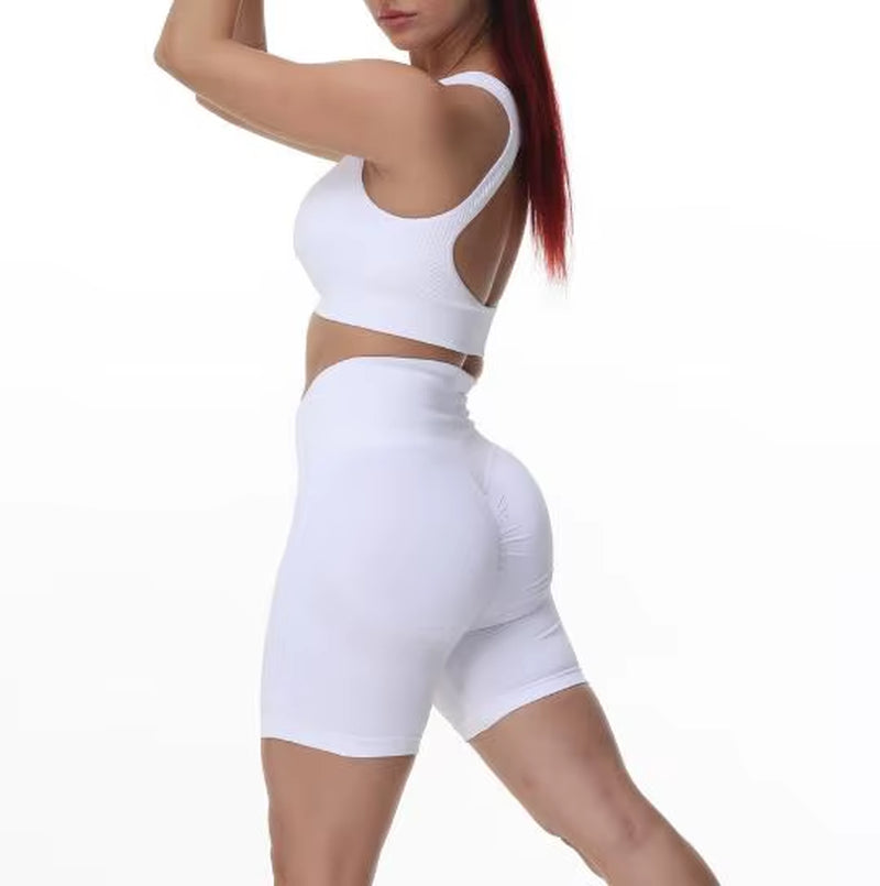 QK 1/2PCS XL Seamless Women Fitness Arise Epic Yoga Sets High Waist Gym Scrunch Leggings Sports Bra Workout Active Wear Suits