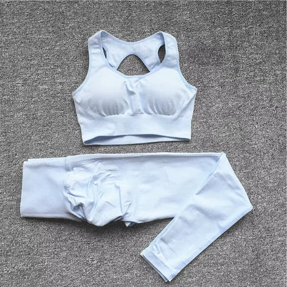 QK 1/2PCS XL Seamless Women Fitness Arise Epic Yoga Sets High Waist Gym Scrunch Leggings Sports Bra Workout Active Wear Suits