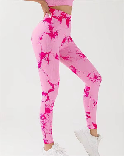 Tie Dye Seamless Leggings for Women High Waist Yoga Pants, Scrunch Butt Lifting Elastic Tights