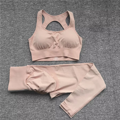 QK 1/2PCS XL Seamless Women Fitness Arise Epic Yoga Sets High Waist Gym Scrunch Leggings Sports Bra Workout Active Wear Suits