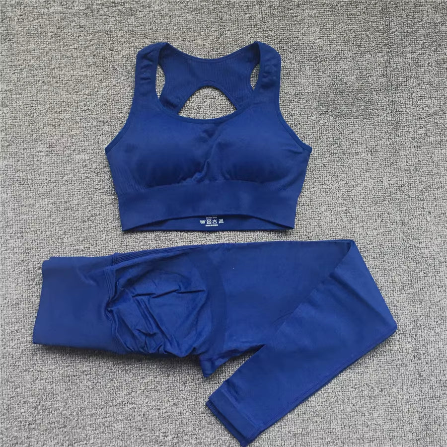 QK 1/2PCS XL Seamless Women Fitness Arise Epic Yoga Sets High Waist Gym Scrunch Leggings Sports Bra Workout Active Wear Suits