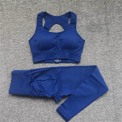 QK 1/2PCS XL Seamless Women Fitness Arise Epic Yoga Sets High Waist Gym Scrunch Leggings Sports Bra Workout Active Wear Suits