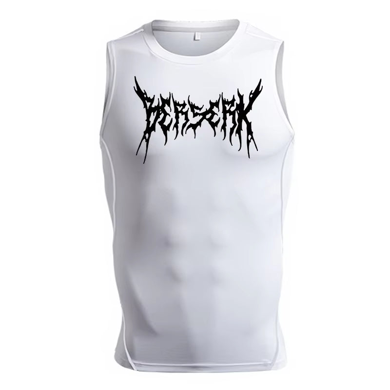Graphic Sleeveless Compression Shirt for Men Athletic Quick Dry Stretchy Tank Tops Gym Workout Running Baselayers Undershirts