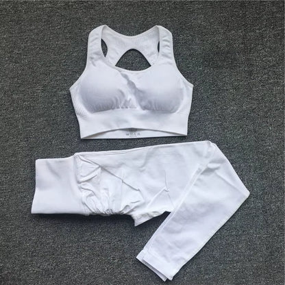 QK 1/2PCS XL Seamless Women Fitness Arise Epic Yoga Sets High Waist Gym Scrunch Leggings Sports Bra Workout Active Wear Suits