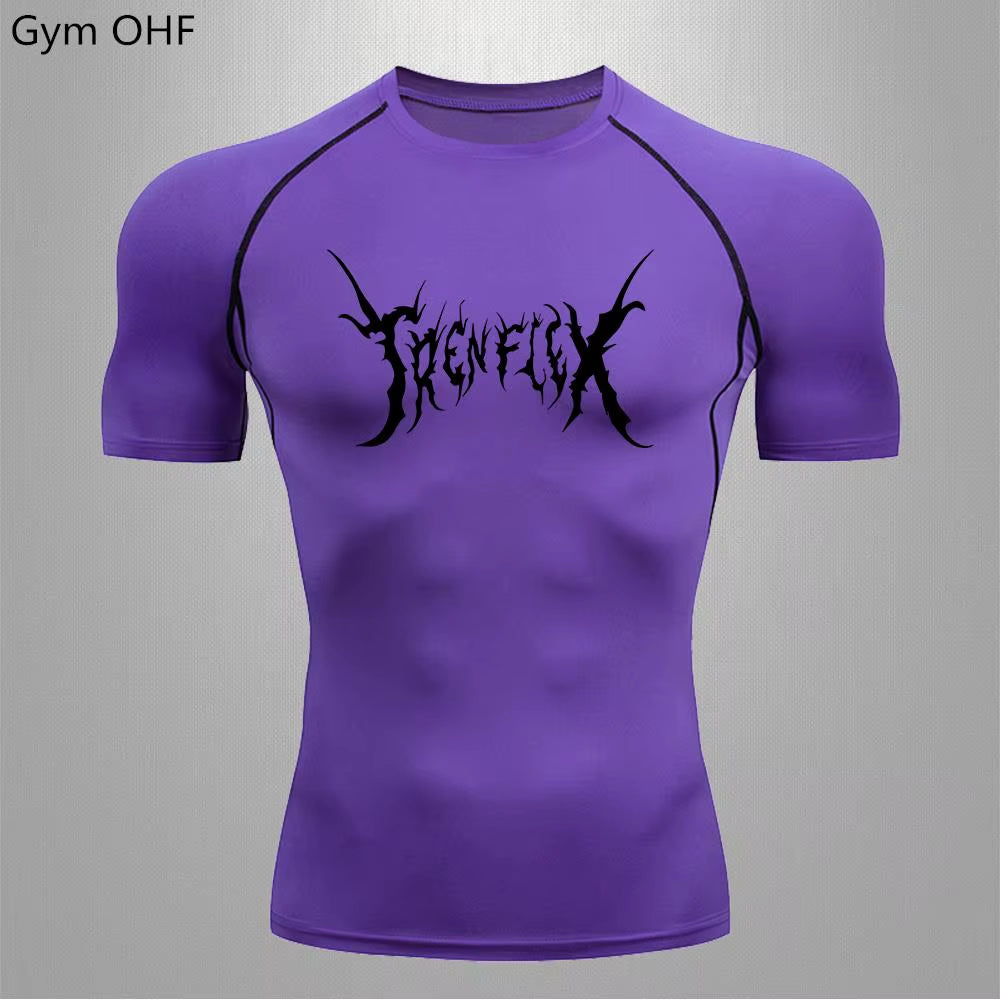Gym Fitness T-Shirt Men'S Muscle Compression Shirt Outdoor Jogging Sportswear Quick-Drying Breathable Sport Bottoming Shirts Men