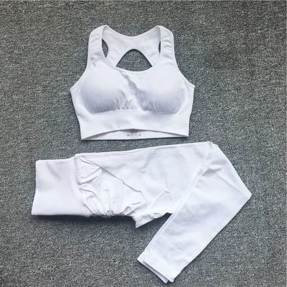QK 1/2PCS XL Seamless Women Fitness Arise Epic Yoga Sets High Waist Gym Scrunch Leggings Sports Bra Workout Active Wear Suits