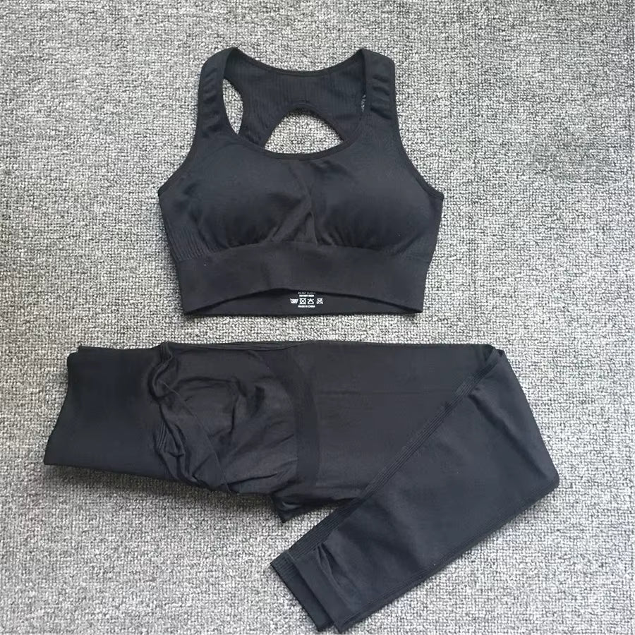 QK 1/2PCS XL Seamless Women Fitness Arise Epic Yoga Sets High Waist Gym Scrunch Leggings Sports Bra Workout Active Wear Suits