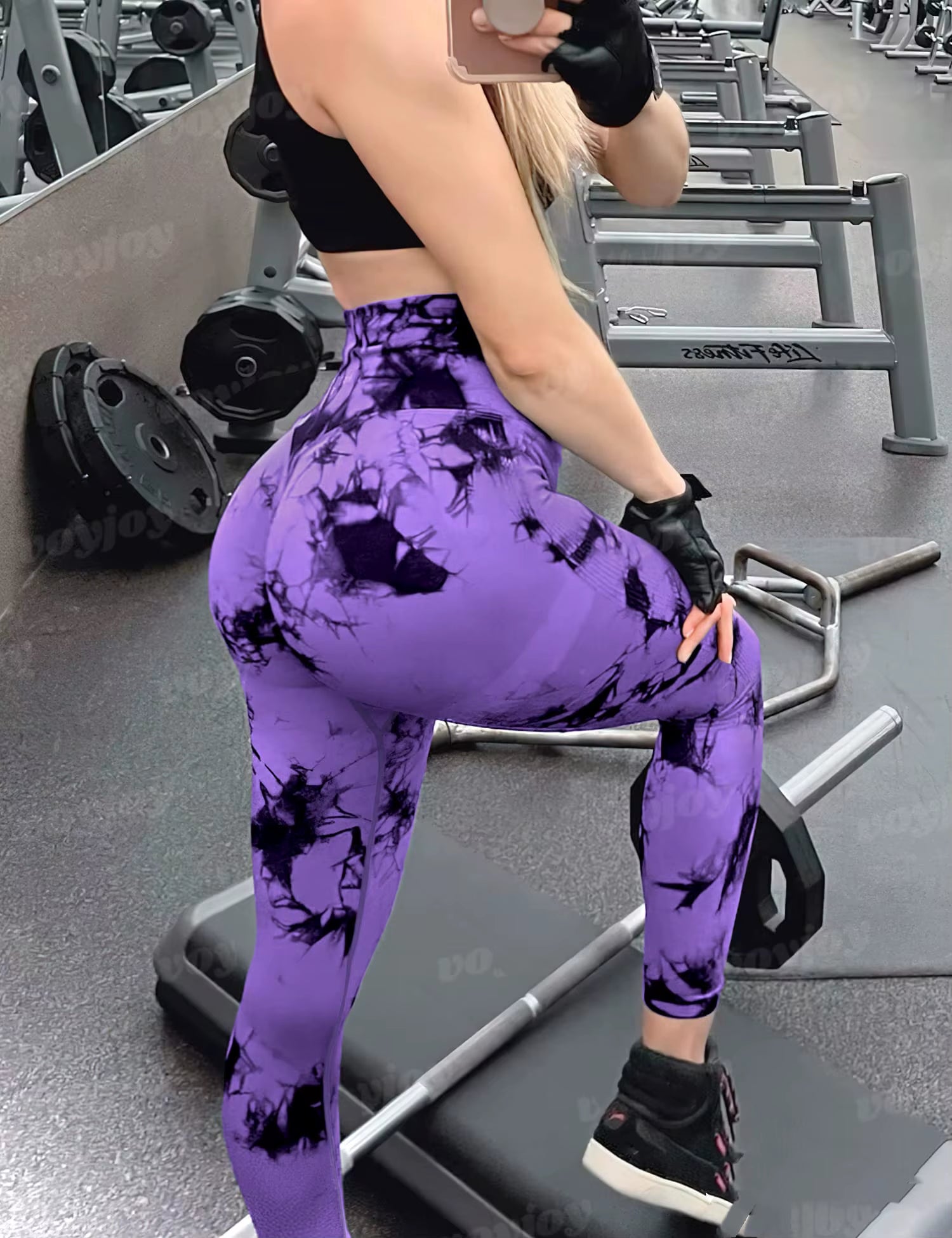 Tie Dye Seamless Leggings for Women High Waist Yoga Pants, Scrunch Butt Lifting Elastic Tights