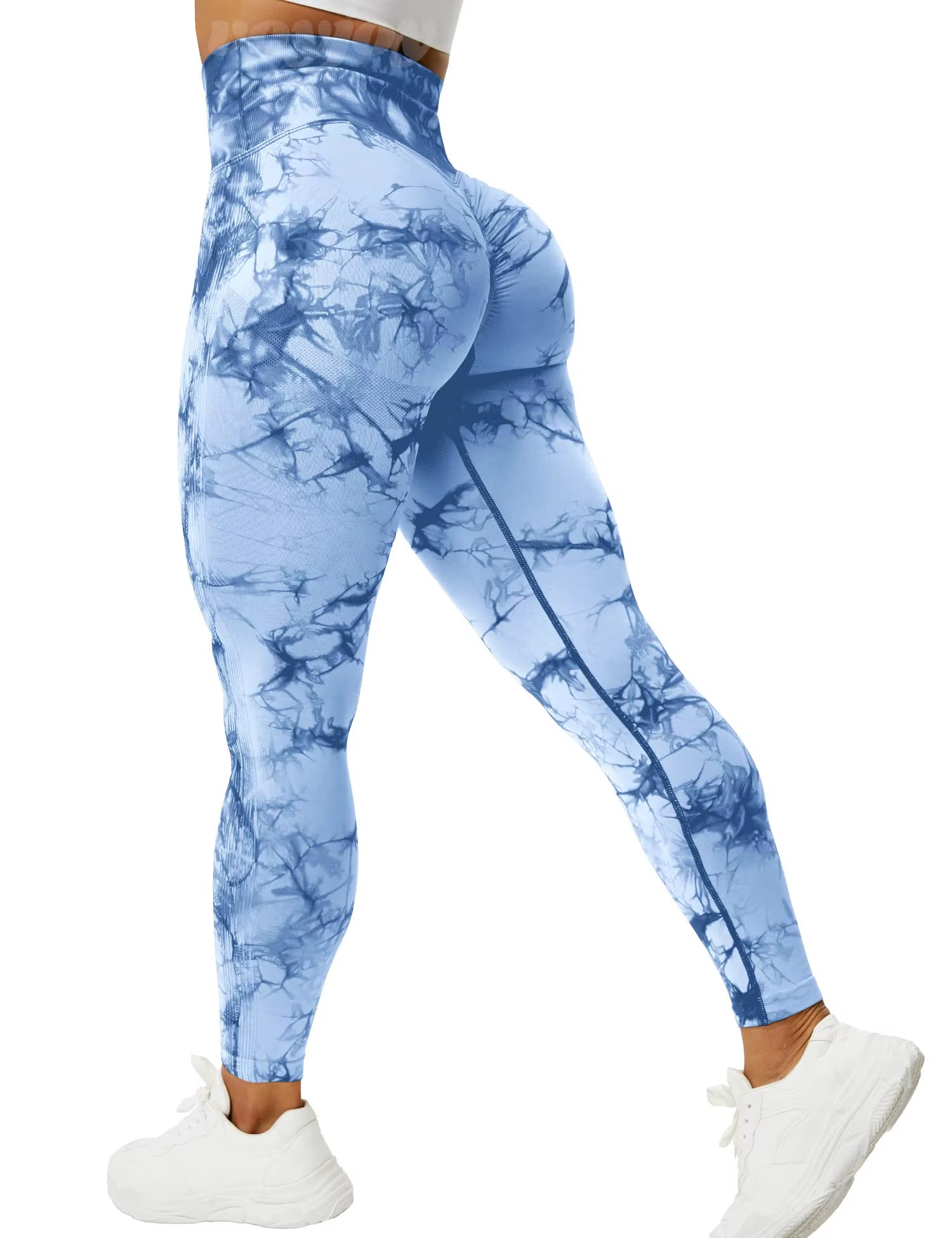 Tie Dye Seamless Leggings for Women High Waist Yoga Pants, Scrunch Butt Lifting Elastic Tights