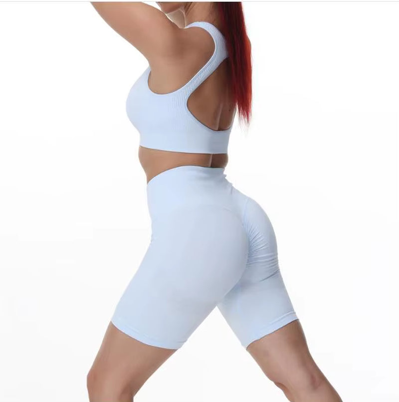 QK 1/2PCS XL Seamless Women Fitness Arise Epic Yoga Sets High Waist Gym Scrunch Leggings Sports Bra Workout Active Wear Suits